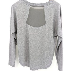 Athleta Heathered Gray Sheer Panel Pullover